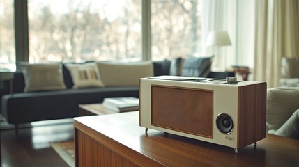 Vintage Radio in Cozy Living Room Setting