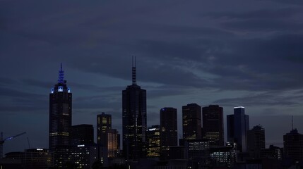 Fototapeta premium City Skyline at Dusk with Harsh Contrasts