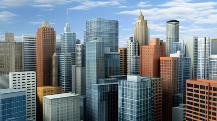 Fototapeta premium Modern City Skyline with Detailed Textures and Design