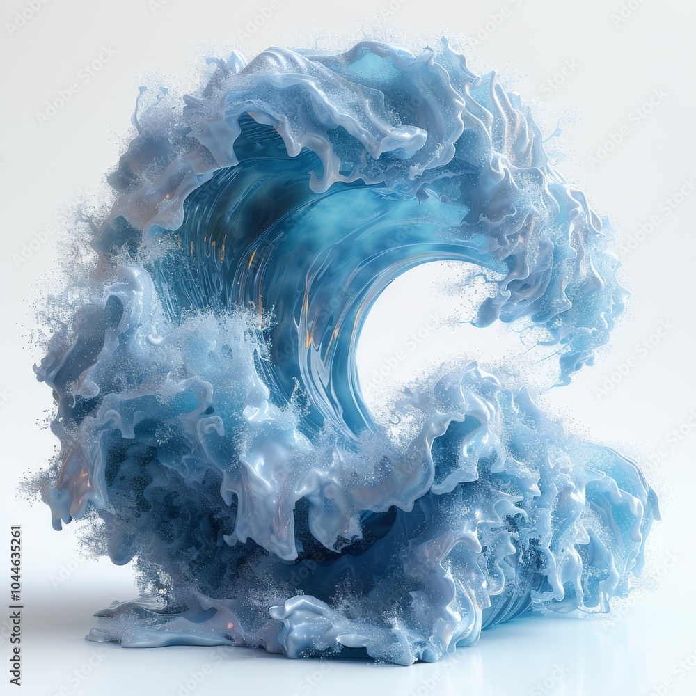 Poster 3d render of a dynamic tsunami wave