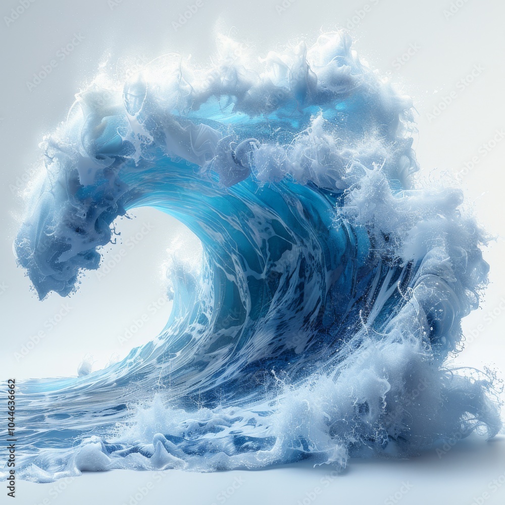 Poster 3d render of a dynamic tsunami wave