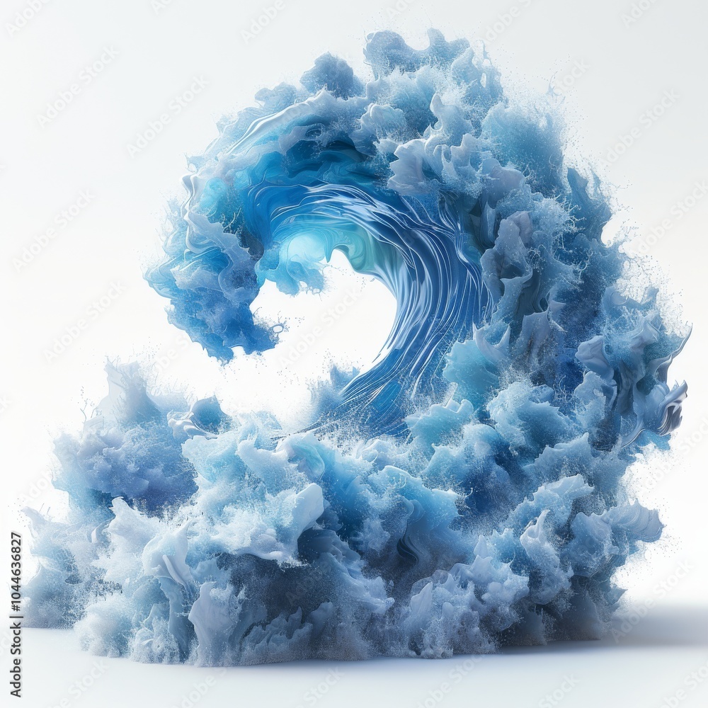 Poster 3d render of a dynamic tsunami wave
