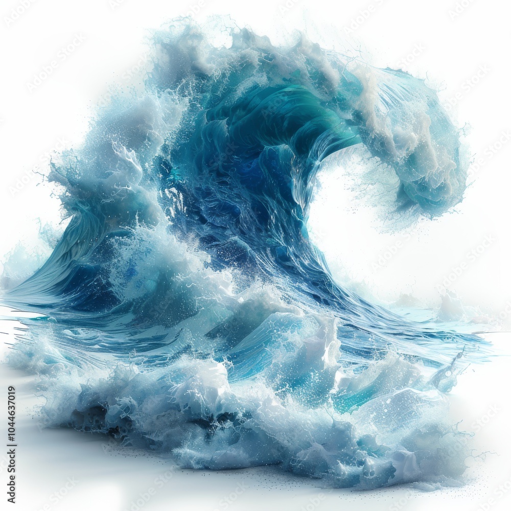 Poster dynamic 3d wave icon render for tsunami concept