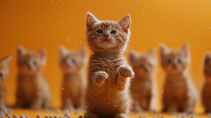 Cute Kittens Playing with Food