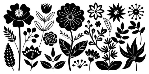 vector flower vector art graphic resources, floral silhouettes