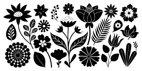 vector flower vector art graphic resources, floral silhouettes