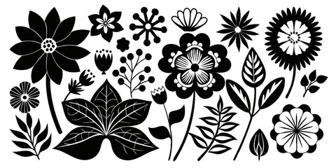 vector flower vector art graphic resources, floral silhouettes