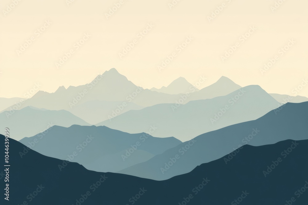 Poster the silhouettes of mountains create a peaceful backdrop, inspiring adventure and exploration at dawn