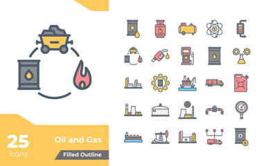 Oil and Gas Filled Color Icons
