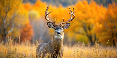 Symmetrical buck whitetail deer in autumn in Colorado