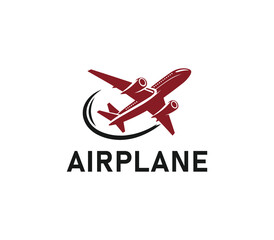 Airplane logo design. Simple travel logo. Flying plane logo template. Travel plane airline vector