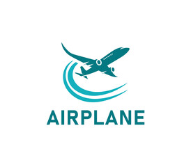 Airplane logo design. Simple travel logo. Flying plane logo template. Travel plane airline vector