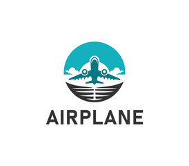 Airplane logo design. Simple travel logo. Flying plane logo template. Travel plane airline vector