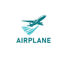 Airplane logo design. Simple travel logo. Flying plane logo template. Travel plane airline vector