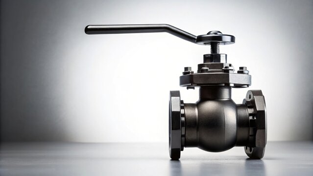 Silhouette of a water shut off mechanism ball valve on white background