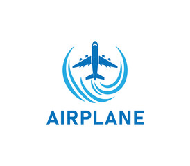 Airplane logo design. Simple travel logo. Flying plane logo template. Travel plane airline vector