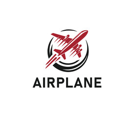 Airplane logo design. Simple travel logo. Flying plane logo template. Travel plane airline vector