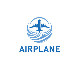 Airplane logo design. Simple travel logo. Flying plane logo template. Travel plane airline vector