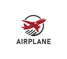 Airplane logo design. Simple travel logo. Flying plane logo template. Travel plane airline vector