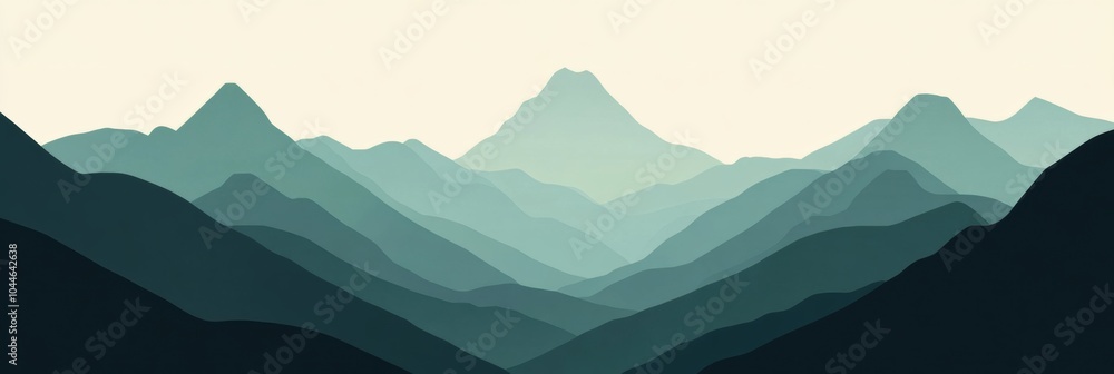 Aufkleber experience the captivating outline of a mountain range at dawn, setting the stage for adventure and 