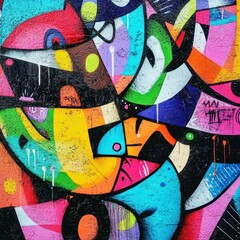 Abstract graffiti wall background with vibrant colors