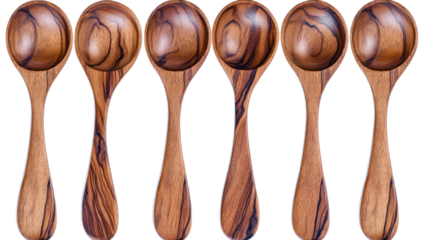 Handcrafted Wooden Spoons on White Background Generative AI