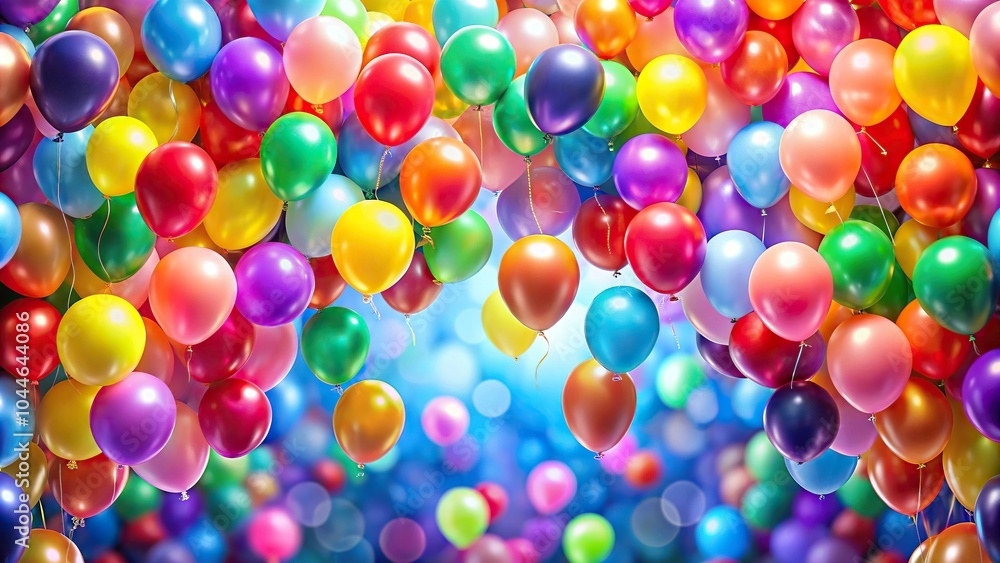 Poster symmetrical colorful balloons background with bokeh