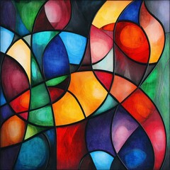 Fototapeta premium Abstract stained glass window background with bold shapes