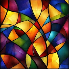 Fototapeta premium Abstract stained glass window background with bold shapes