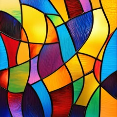 Fototapeta premium Abstract stained glass window background with bold shapes