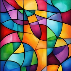 Fototapeta premium Abstract stained glass window background with bold shapes