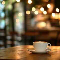 Obraz premium Blurred coffee shop background with cozy atmosphere