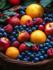 Close-up of Assorted Fruit in a Basket on Thanksgiving