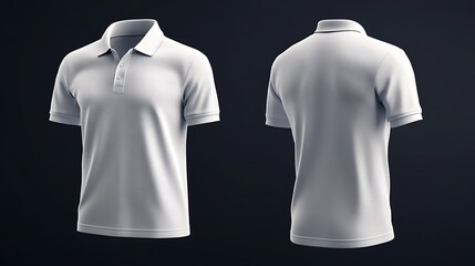 T-shirt back and front view for fashion designs, white shirt with black background