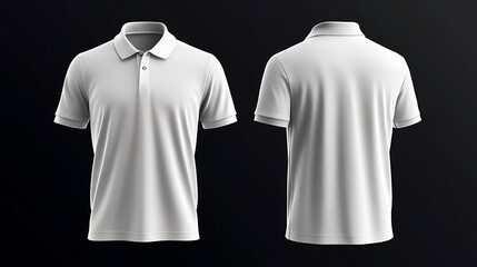 T-shirt back and front view for fashion designs, white shirt with black background