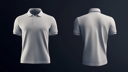 T-shirt back and front view for fashion designs, white shirt with black background