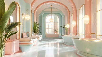 Vintage Inspired Revitalizing Day Spa with Glowing Clients and Soothing Art Deco Ambiance