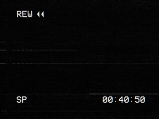 REW REWIND - VHS Playback Screen Overlay with Timecode 4x3 Size - Powered by Adobe