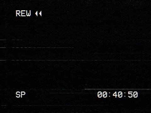 REW REWIND - VHS Playback Screen Overlay with Timecode 4x3 Size
