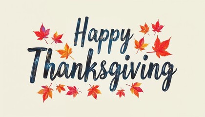 Hand drawn Happy Thanksgiving lettering typography poster. Celebration quotation for card