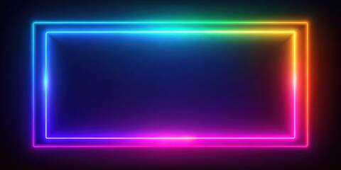 Abstract neon rectangle frame with vibrant, electrifying colors , abstract, neon, rectangle, frame,vibrant, electrifying