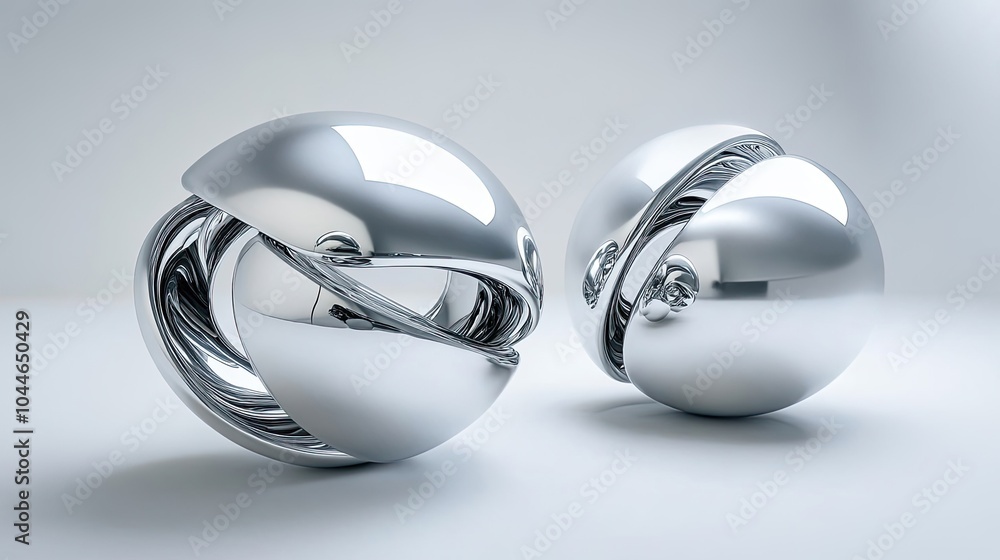 Poster shiny metallic silver balls showcasing intricate design and structure generative ai
