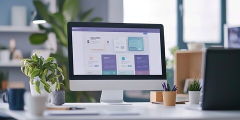 A website designer presenting website mockups and design ideas to clients.