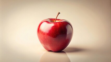 symmetrical glossy red apple subtle shadow light pastel background