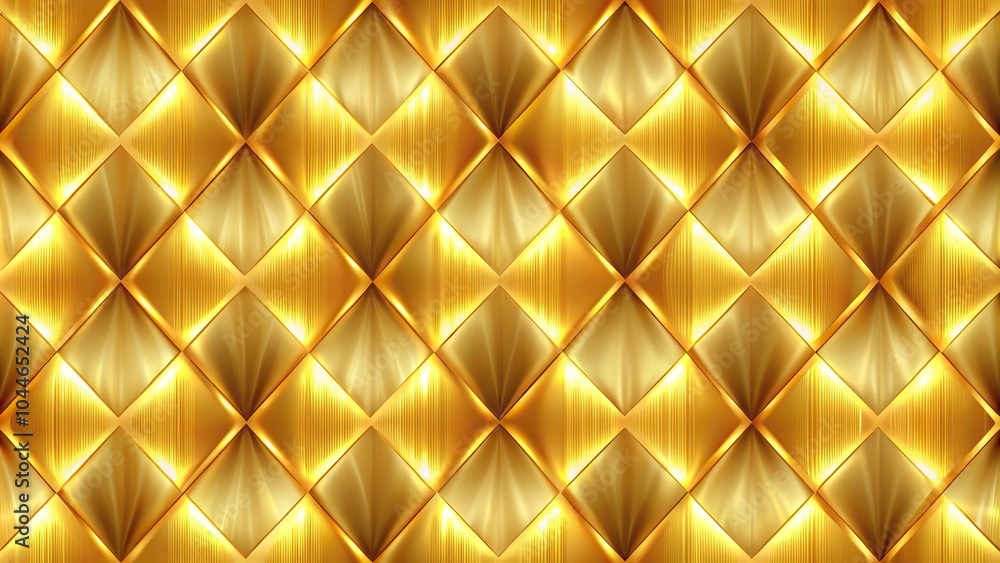 Poster symmetrical gold texture seamless pattern with realistic shiny light effect