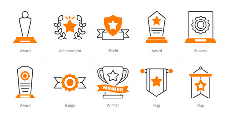 A set of 10 award icons as award, achievement, shield