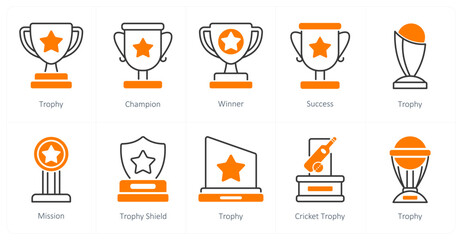 A set of 10 award icons as trophy, champion, winner