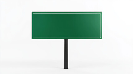 Green color street or city sign empty for mockup isolated on white background