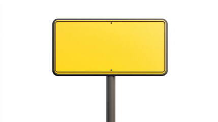 Yellow color street or city sign empty for mockup isolated on white background