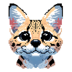 Fototapeta premium 흰 배경, 서벌, 픽셀아트 (white background, serval, pixel art) 